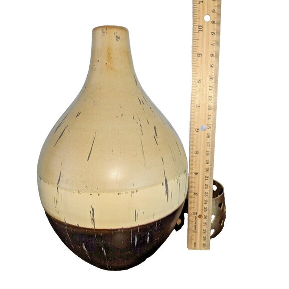 Chunky Stoneware Vase Jug 10" – Rustic Modern Pottery Decor Tan Black - Picture 2 of 7